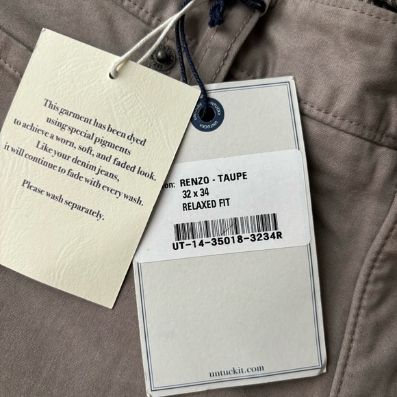 UNTUCKit Men’s Relaxed Fit 5-Pocket Pima Cotton Chino Pant 32x34 Taupe New - Picture 5 of 7
